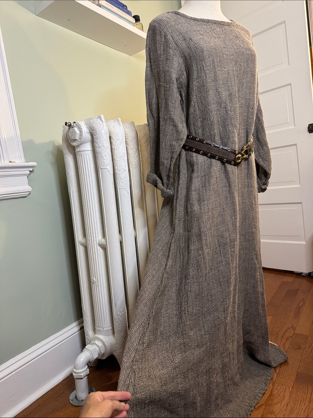 Flax Long Sleeve Maxi Dress in Taupe Gray - Picture 5 of 10